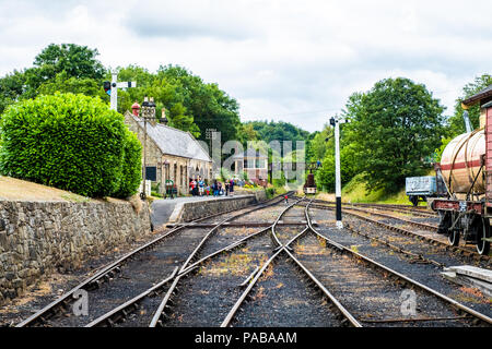 Vieilles lignes de chemin de fer du début des années 1900, musée Beamish (photo 2018) Banque D'Images