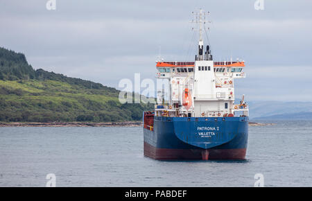 L'huile/Produits chimiques Patrona 1, administré par Harren & Partner, ancré au large de l'île d'Arran dans le Firth of Clyde, en Écosse, Royaume-Uni Banque D'Images