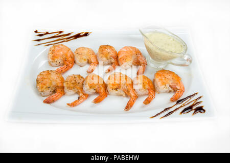 Crevettes avec sauce au lait Royal Banque D'Images