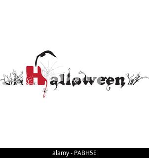 Texte Halloween isolé sur fond blanc. Vector illustration Illustration de Vecteur