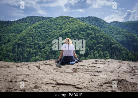 Tomasovsky view point d'observation sur le côté gauche de la vallée de la rivière Hornad dans le parc national du Paradis slovaque, Slovaquie Banque D'Images