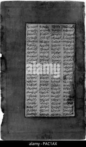 La page de la calligraphie d'un Shahnama (Livre des Rois) de Firdausi. Auteur : Abu'l Qasim Firdausi (935-1020). Dimensions : Page : 8 x 4 13/16 in. (20,3 x 12,2 cm) texte (dans les règles) : 5 1/4 x 2 3/4 in. (13.3 x 7 cm). Date : ca. 1610. Musée : Metropolitan Museum of Art, New York, USA. Banque D'Images