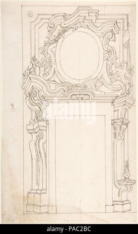 Projet architectural pour la porte. Artiste : Anonyme, italien, le Piémontais, 18ème siècle. Dimensions : 14-7/16 x 8-7/8 in. (36,7 x 22,6 cm). Date : 1700-1780. Musée : Metropolitan Museum of Art, New York, USA. Banque D'Images