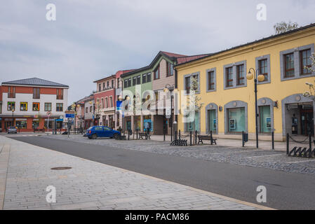 Place du marché de la vieille ville de Roznov pod Radhostem town dans la région de Zlin, République Tchèque Banque D'Images