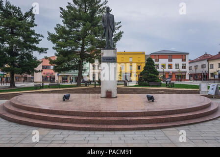 Tomas Masaryk statue sur la place du marché de la vieille ville de Roznov pod Radhostem town dans la région de Zlin, République Tchèque Banque D'Images