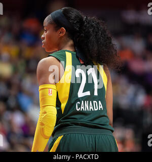 New York, USA. 20 juillet 2018. Jordin Canada Seattle Storm guard (21) au cours d'une tempête de Seattle vs Connecticut Sun match de basket-ball WNBA au Mohegan Sun Arena. Chris Poss/Alamy Live News Banque D'Images