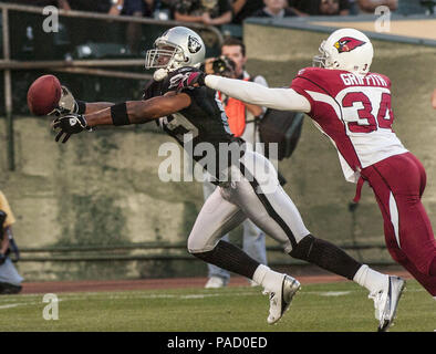 Oakland, Californie, USA. Août 26, 2005. Oakland Raiders wide receiver Ronald Curry (89) le vendredi, 26 août 2005 à Oakland, Californie. Les Cardinaux défait les Raiders 17-16 dans un match pré-saison. Crédit : Al Golub/ZUMA/Alamy Fil Live News Banque D'Images