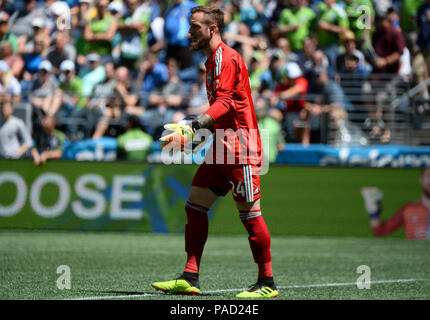 Seattle, Washington, USA. 21 juillet, 2018. STEFAN FREI (24) dans l'action que les Whitecaps de Vancouver visite les Sounders de Seattle pour un match de MLS Siècle Lien Field à Seattle, WA. Crédit : Jeff Halstead/ZUMA/Alamy Fil Live News Banque D'Images