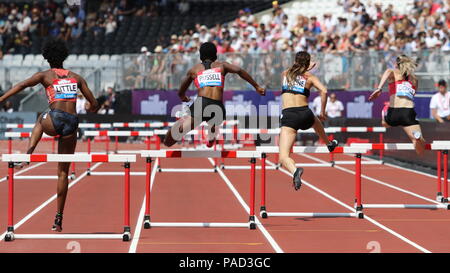 Londres, Royaume-Uni. 21 juillet, 2018. Coureurs dans le dos droit dans les 400m haies à l'IAAF Diamond League, Muller Jeux Anniversaire, Queen Elizabeth Olympic, Londres, Royaume-Uni 21 Juillet 2018 Credit : Grant Burton/Alamy Live News Banque D'Images