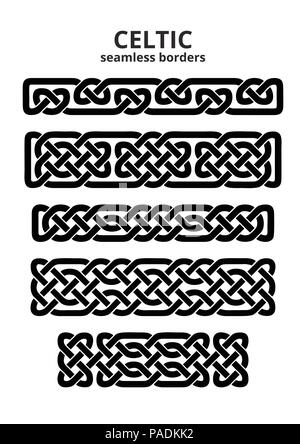 Ensemble de cinq frontières celtique transparente, vector illustration Illustration de Vecteur