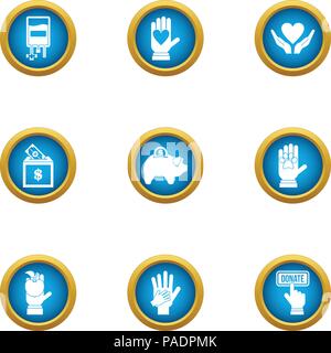 Faites un don du bien-être social icons set, style plat Illustration de Vecteur