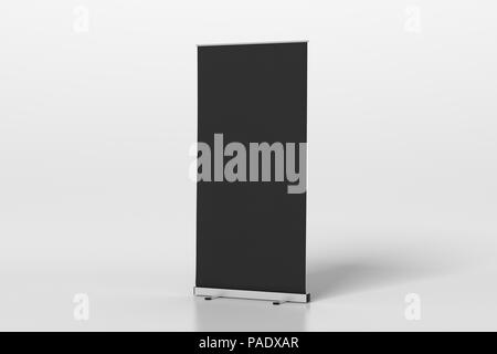 Noir blanc roll up Banner stands isolé sur blanc. 3d illustration Banque D'Images