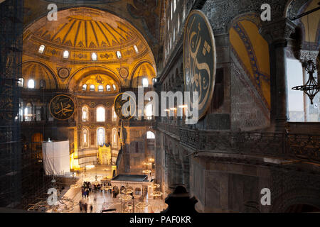 ISTANBUL, TURQUIE - 1 mars 2018 : l'intérieur de Sainte-Sophie. Istanbul, Turquie Banque D'Images