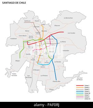 Metro de Santiago carte vectorielle. Illustration de Vecteur