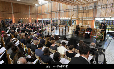 Pape Francis assiste à une prière oecuménique du COE à l'Institut Œcuménique de Bossey comprend : le Pape François Où : Genève, Suisse Date : 21 Jun 2018 Credit : IPA/WENN.com **Uniquement disponible pour publication au Royaume-Uni, aux Etats-Unis, en Allemagne et Autriche** Banque D'Images