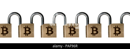 Cadenas en laiton de chaîne pour illustrer blockchain Banque D'Images