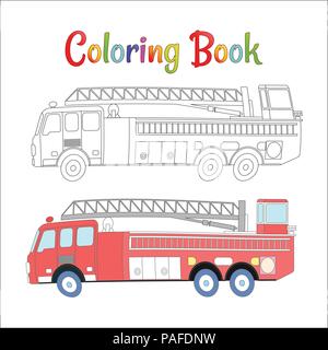 Camion à incendie Coloring Book vecteur. Pages à colorier pour les enfants illustration vecteur EPS 10. Illustration de Vecteur