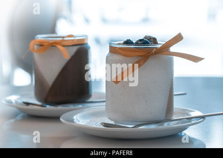 Panna cotta à la vanille Banque D'Images