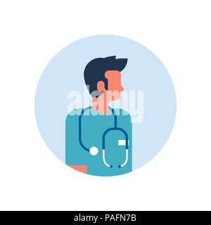 L'homme médecin stéthoscope icône profil portrait avatar masculin concept santé Télévision Illustration de Vecteur