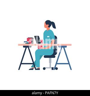 Laboratoire scientifique travaillant dans la recherche femme histoire de la maladie en milieu de travail médecin pile Illustration de Vecteur