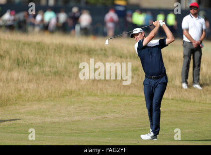 England's Justin Rose sur la 17e journée lors de quatre de l'Open Championship 2018 à Carnoustie Golf Links, Angus. Banque D'Images