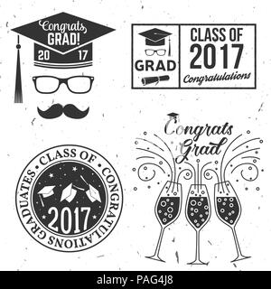 Ensemble de classe Vector de 2017 badges. Concept pour chemise, imprimer, le sceau ou timbre, surimpression, salutation, carte d'invitation. Typographie design- stock vector. Grad Illustration de Vecteur