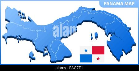 Carte tridimensionnelle très détaillées du Panama. Division administrative. Illustration de Vecteur