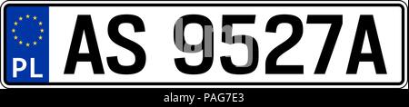 Pologne location de plaque. Numéro d'immatriculation du véhicule Illustration de Vecteur