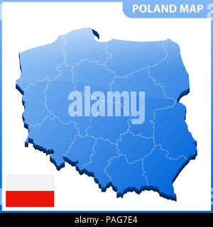 Carte tridimensionnelle très détaillées de la Pologne avec les régions border Illustration de Vecteur