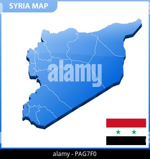 Carte tridimensionnelle très détaillées de la Syrie. Division administrative. Illustration de Vecteur