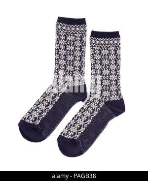 Paire de chaussettes pour les vêtements isolé sur fond blanc Banque D'Images