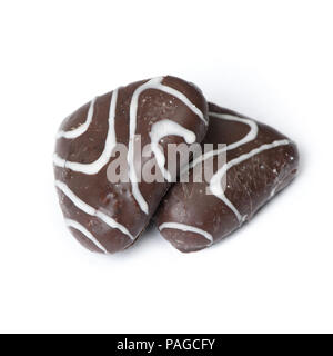 Groupe de Chocolat glacé gingerbread cookies isolé sur fond blanc Banque D'Images