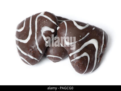 Groupe de Chocolat glacé gingerbread cookies isolé sur fond blanc Banque D'Images