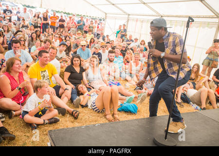 Kent, UK. 21 juillet, 2018. 21 juillet 2018 - Festival de musique de Vicaires Picnic - Jour 2 Performance dans la comédie tente - artiste Stephen K Amos Glamourstock glamourstock Crédit : Crédit/Alamy Live News Banque D'Images