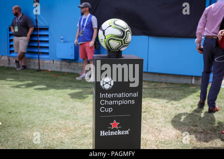 Charlotte, Caroline du Nord, USA. 22 juillet, 2018. Pour le ballon de match de la Coupe des champions internationaux de Bank of America Stadium à Charlotte, NC. Du Borussia Dortmund Bundesliga allemande battre Liverpool de l'English Premier League 3 à 1. Crédit : Jason Walle/ZUMA/Alamy Fil Live News Banque D'Images