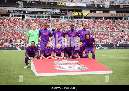Charlotte, Caroline du Nord, USA. 22 juillet, 2018. Liverpool à l'International Champions Cup match au stade Bank of America à Charlotte, NC. Du Borussia Dortmund Bundesliga allemande battre Liverpool de l'English Premier League 3 à 1. Crédit : Jason Walle/ZUMA/Alamy Fil Live News Banque D'Images