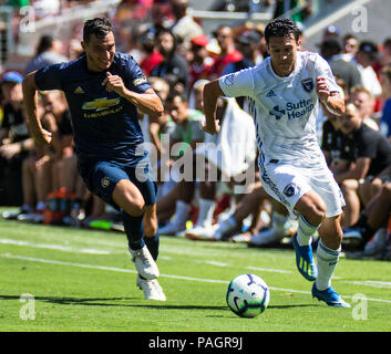 Santa Clara, CA, USA. 22 juillet, 2018. pendant le match amical international entre Manchester United F.C. et San Jose Earthquakes score final 0-0 à Santa Clara en Californie Stade Levi James Thurman/CSM/Alamy Live News Banque D'Images