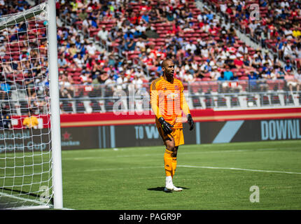 Santa Clara, CA, USA. 22 juillet, 2018. Gardien de Manchester United Lee Grant la protection de l'objectif au cours de l'international match amical entre Manchester United F.C. et San Jose Earthquakes score final 0-0 à Santa Clara en Californie Stade Levi James Thurman/CSM/Alamy Live News Banque D'Images