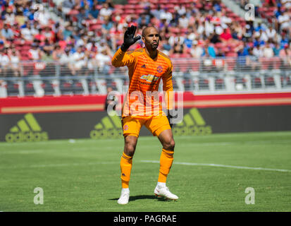 Santa Clara, CA, USA. 22 juillet, 2018. Manchester United Goalkepper Lee Grant la protection de l'objectif au cours de l'international match amical entre Manchester United F.C. et San Jose Earthquakes score final 0-0 à Santa Clara en Californie Stade Levi James Thurman/CSM/Alamy Live News Banque D'Images