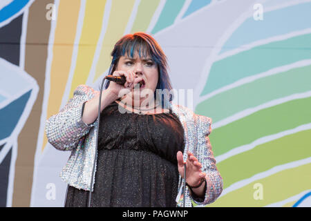 Pori, Finlande. 21 juillet 2018. Hannah Williams et les affirmations d'effectuer à la Finnish open air festival de Jazz de Pori. Credit : Stefan Crämer/Alamy Live News Banque D'Images