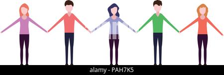 Personnes se tenant la main sur un fond blanc Illustration de Vecteur