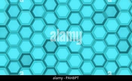 Motion design géométrique de la surface hexagonale boucle. Quadrillage de saluts hexagones. Une boucle d'animation. Couleur Cyan. Banque D'Images