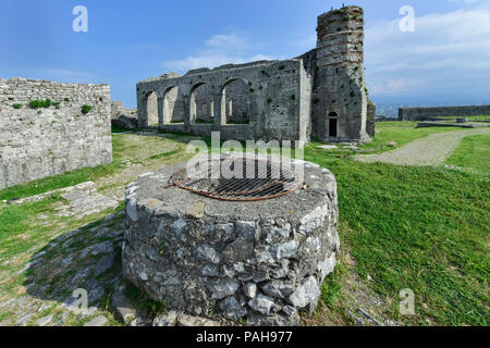 Le château de Rozafa, Mosquée Fatih Sultan Mehmet, Shkodra, l'Albanie Banque D'Images