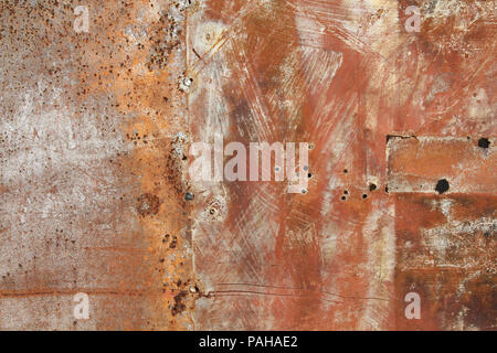 Rusty metal grunge background. Acier rouillé tin abstract pattern. Banque D'Images