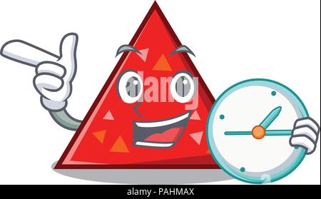 Avec horloge style cartoon caractère triangel Illustration de Vecteur