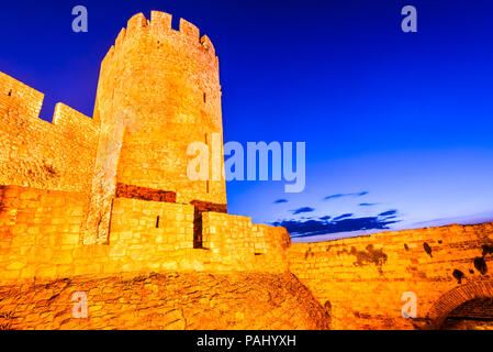 Belgrade, Serbie. Dans la nuit de la forteresse de Kalemegdan, ancienne Singidunum. Banque D'Images