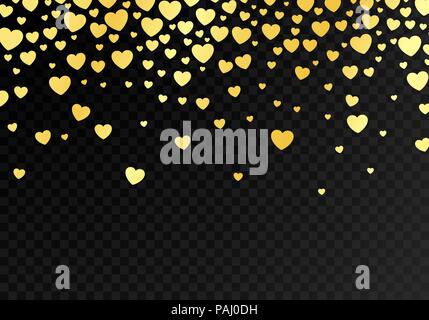 Résumé fond sombre avec des coeurs d'or en baisse. Arrière-plan de modèle de carte design et bannière. Happy Valentines Day wallpaper. Mauvais vecteur Illustration de Vecteur