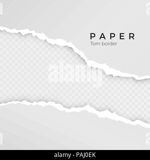 Feuille de papier déchiré. Bordure de papier déchiré. La texture du papier. Frontière cassée rugueux de papier blanche. Vector illustration isolé sur fond transparent Illustration de Vecteur