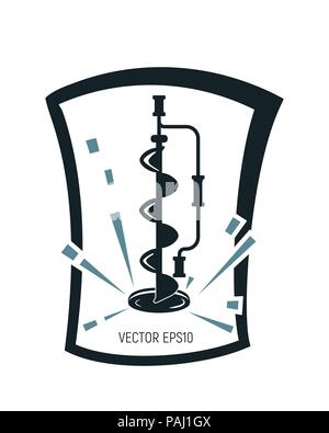 La pêche d'hiver. Vector illustration noir et blanc. Conception simple. Illustration de Vecteur