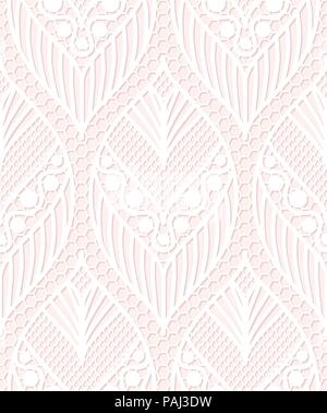 Motif dentelle transparente faite de feuilles ornementales ethniques abstarct sur fond rose Illustration de Vecteur